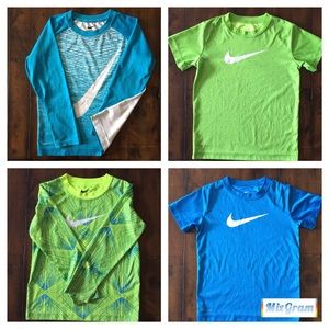 Nike Dry-Fit long and short sleeve shirts.